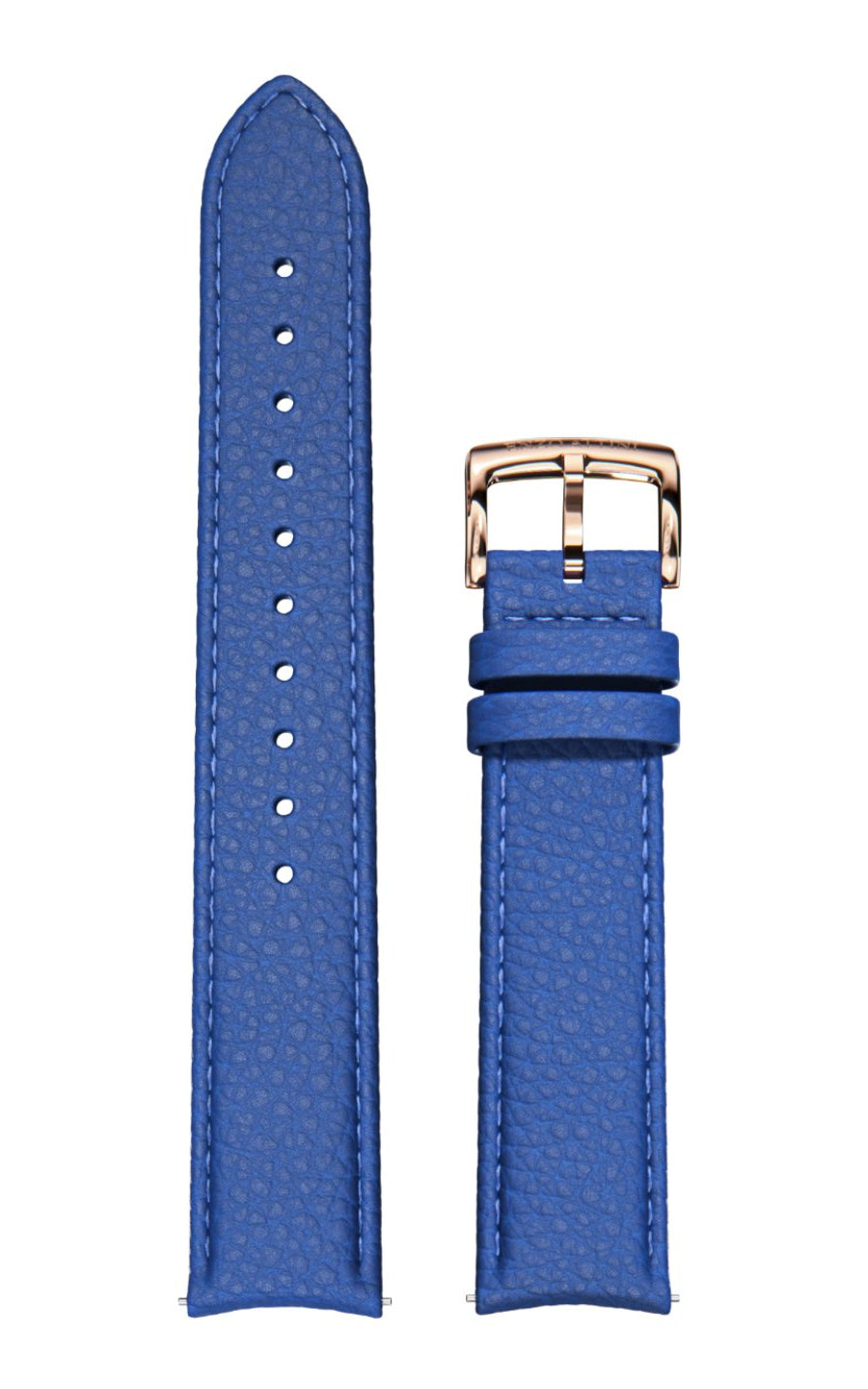 Blue Italian Leather Strap / Rose Gold Buckle