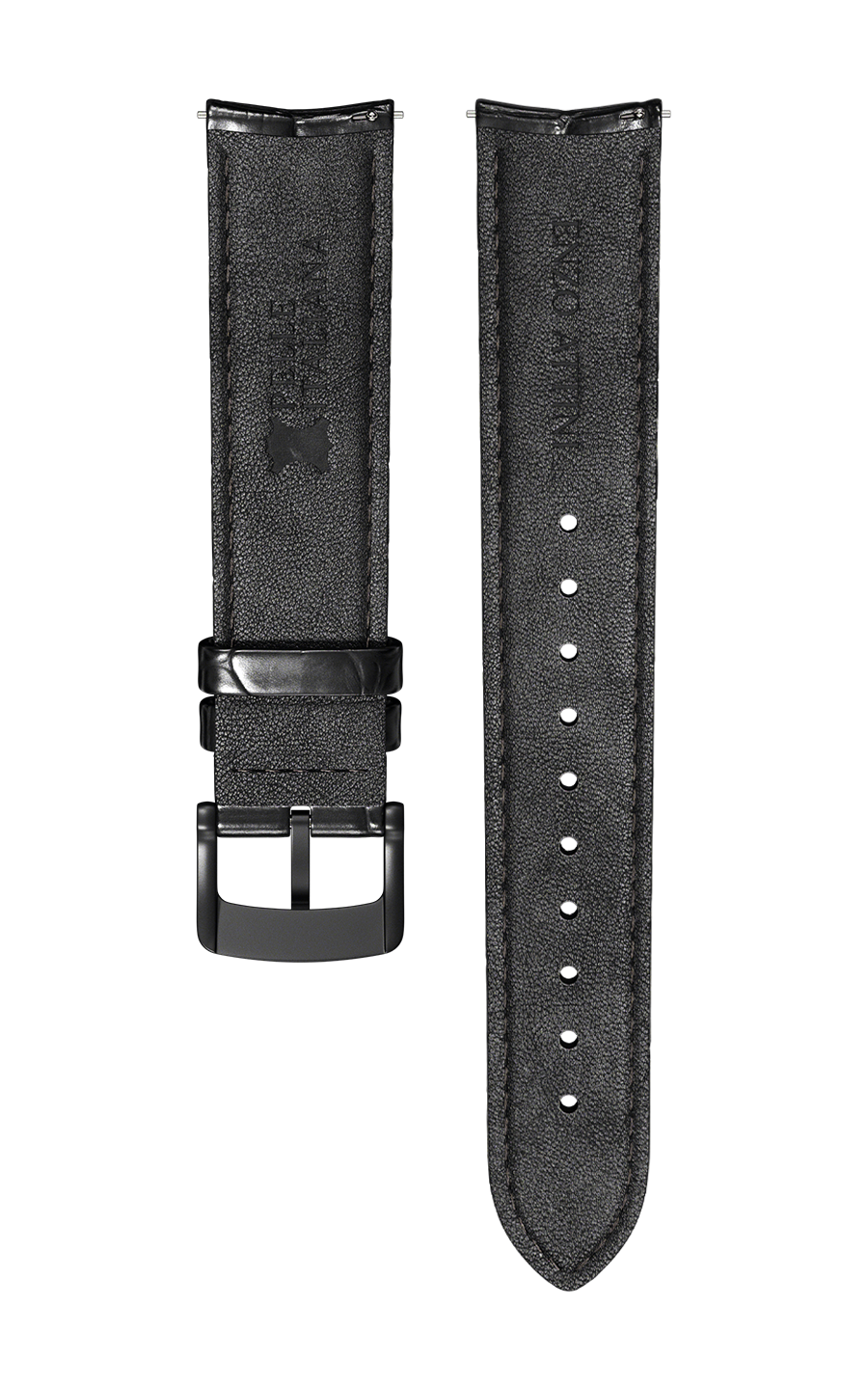 Black Italian Leather Strap (croc pattern) / Black Color Buckle