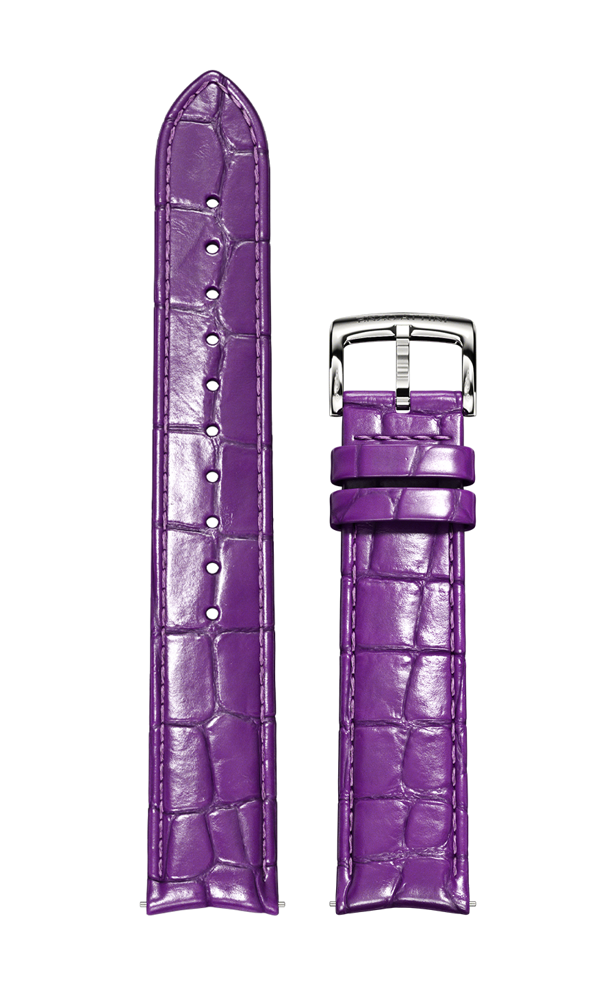 Purple Italian Leather Strap (croc pattern) / Silver Color Buckle