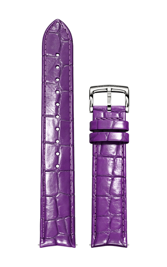 Purple Italian Leather Strap (croc pattern) / Silver Color Buckle