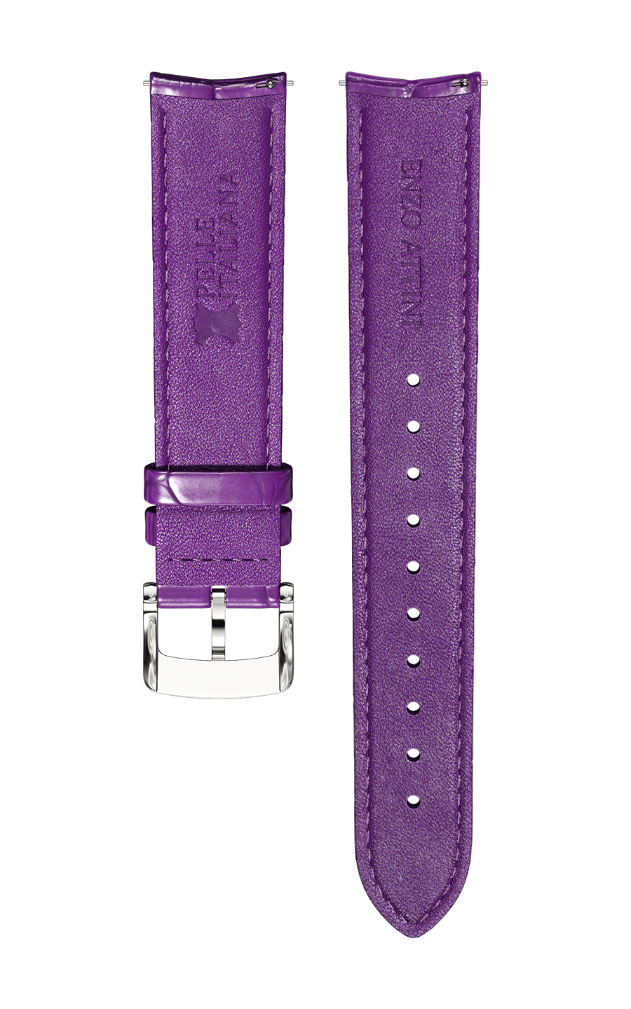 Purple Italian Leather Strap (croc pattern) / Silver Color Buckle