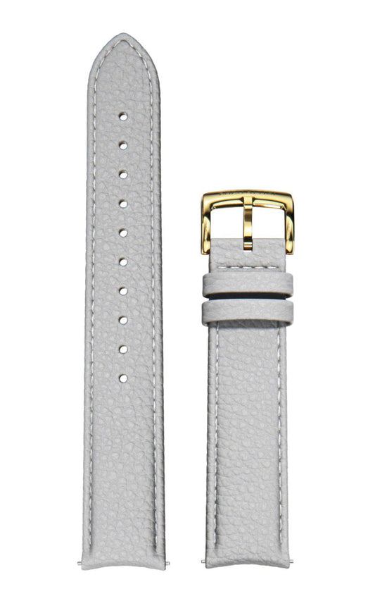 Grey Italian Leather Strap/ Gold buckle