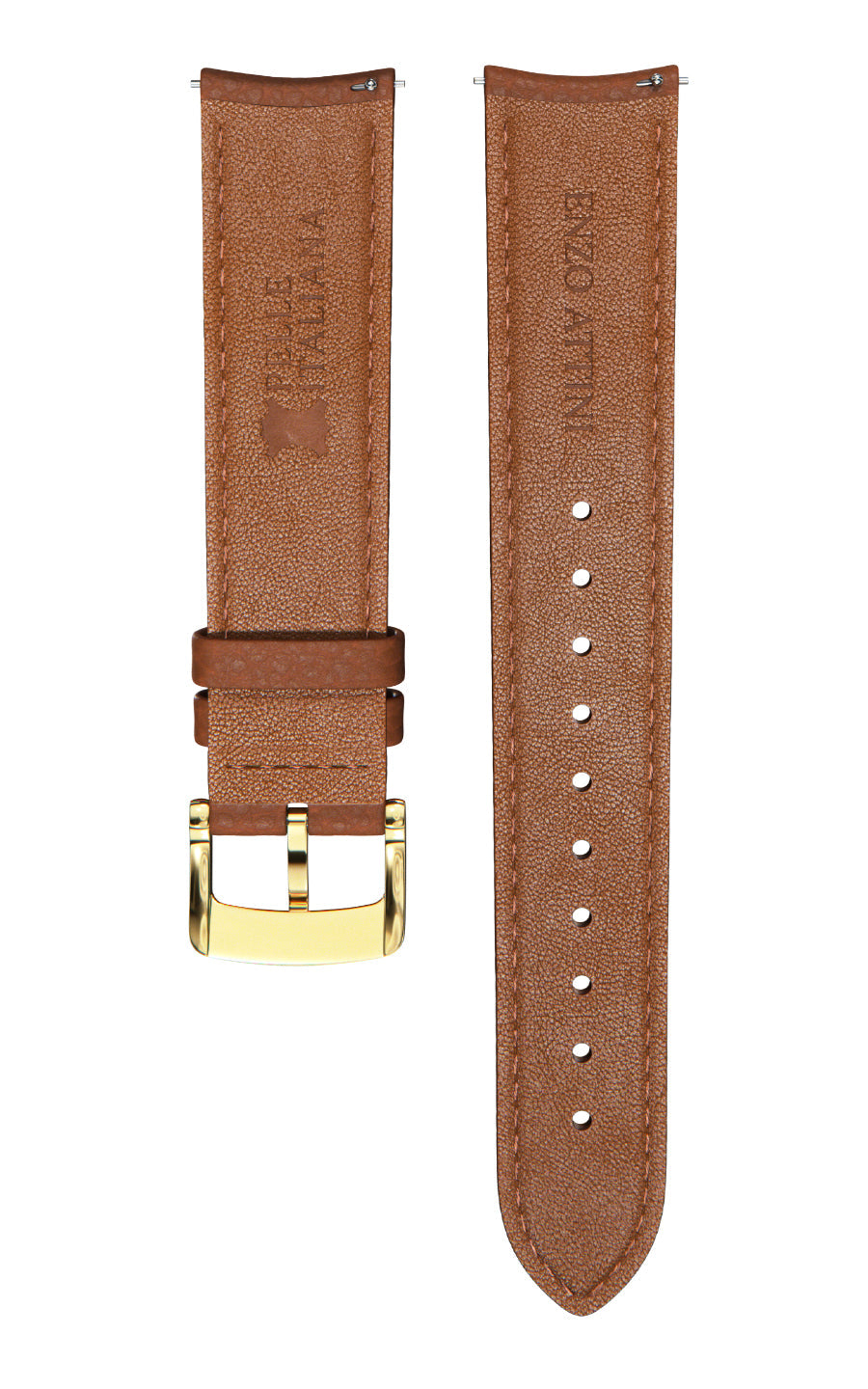 Brown Italian Leather Strap / Gold Buckle