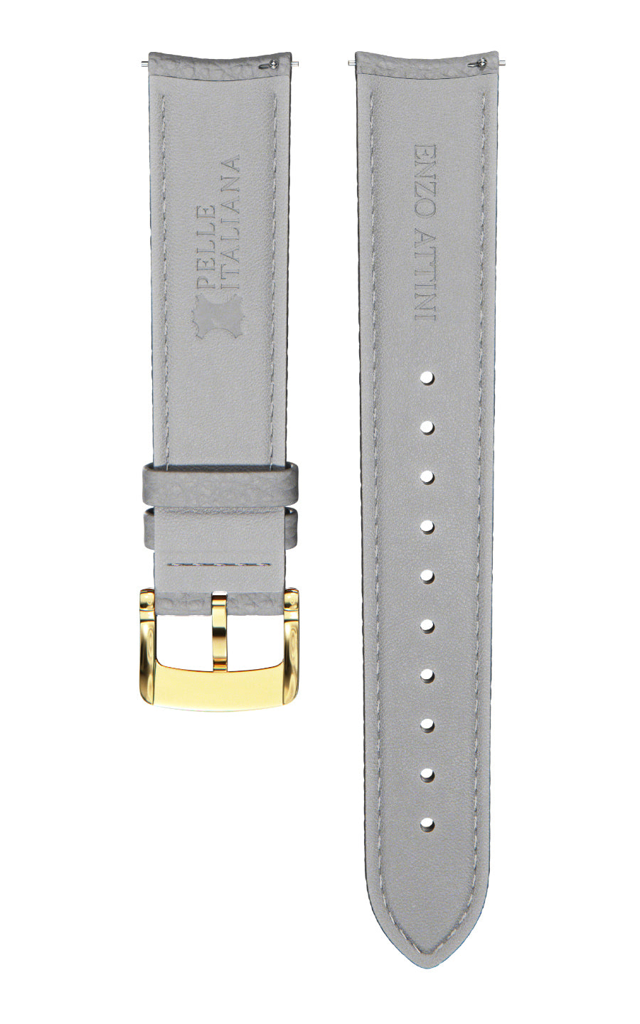 Grey Italian Leather Strap/ Gold buckle